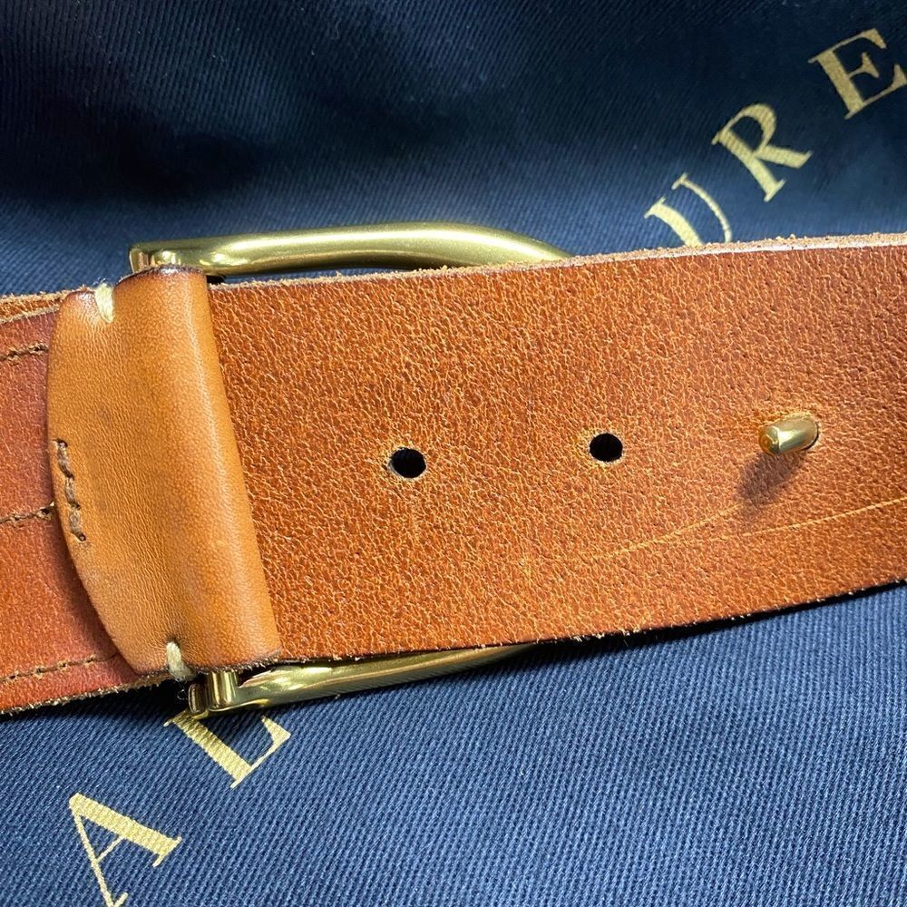 Ralph Lauren Brown Vachetta & Gold Tone Equestrian Stirrup Belt - Picture 10 of 16